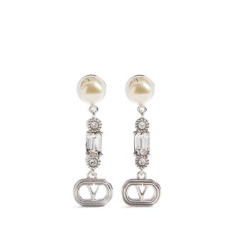 Valentino Garavani Silver VLogo Drop Earrings