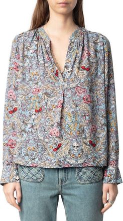 Zadig&Voltaire Tink British Flowers Popover Shirt in Mist at Nordstrom, Size Medium
