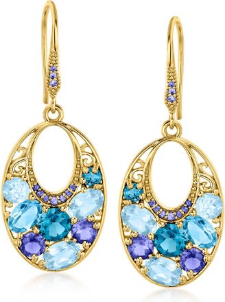 Ross-Simons Multi-Gemstone Drop Earrings in 18kt Gold Over Sterling