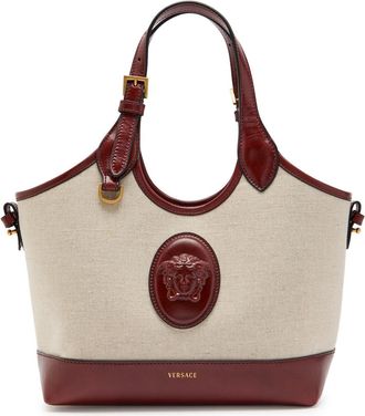 Versace Small Leather and Canvas Tote bag - Beige - One Size