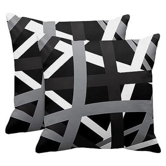 OEM Juego De Dos Fundas De Almohada, Dise&ntilde;o De Rayas Grises Y Negras, Funda De Almohada Decorativa Vintage, Decoraci&oacute;n Del Hogar A Rayas, Cuadrada, Funda 