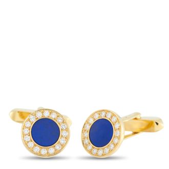 Bulgari 18K Yellow Gold Diamond and Lapis Lazuli Cufflinks BV13-052026