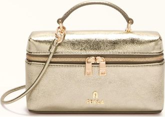 Furla Camelia Borsa Mini Vaniglia Beige Pelle Di Vitello Piuma Metal Donna