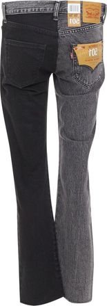 VETEMENTS Levis leather patchwork denim jeans