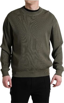 Dolce & Gabbana Pullover Trui - Heren - Ronde hals truien - Groen - M - Polyester - Truien & Vesten