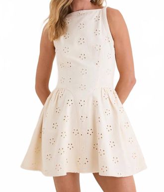 Saylor May Daisy Eyelet Denim Dress In Cream