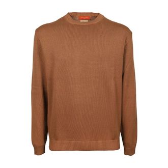Daniele Fiesoli Round-neck Knitwear, male, Brown, Size: 2XL Brown cotton crewneck soft sweater