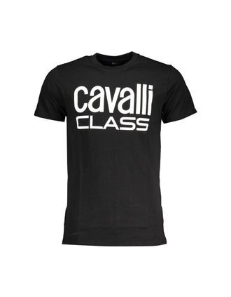 Roberto Cavalli Mens Cavalli Class Bold White Logo Black T-Shirt - Size: 44