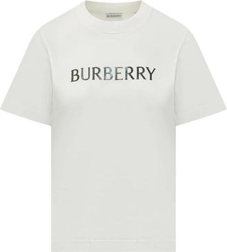 Burberry Cotton Logo T-Shirt - Dames - T-shirts - Wit - S - Katoen - Tops