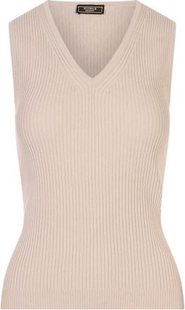 PESERICO Tops, Dames, Beige, M, Katoen, Mouwloze Top