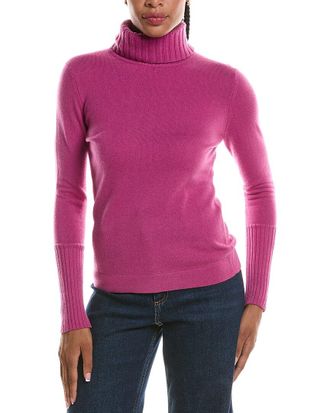 Fort&eacute; Cashmere Chunky Trim Turtleneck 100% Cashmere Sweater