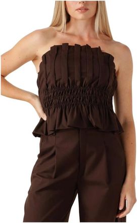 Gestuz Tops, Dames, Bruin, M, Wol, Bruine Corset Top voor Herfst/Winter