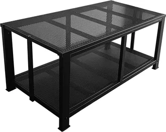 Quick Star Metall Kaminholzregal Sitzbank 100 &times; 48 &times; 45 Cm - Matt Schwarz, Industrial Design Holzlager Spa Bank Sitztruhe