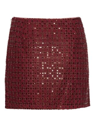 Rotate Bordeaux Sparkling Mini Skirt With Sequins