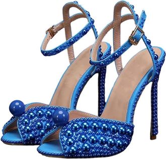 Generic Women Pearl High Heel Sandals Peep Toe Elegant Casual Wedding Bridal Bridesmaid Shoes