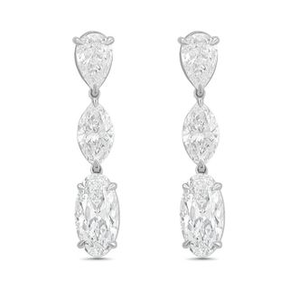 Diana M. Jewels 14kt White Gold 13cts Lab Grown Multi-shaped diamond Drop Earrings