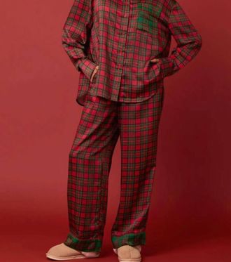 Peach Love California Womens The Pretty In Plaid Pajama Set In Red