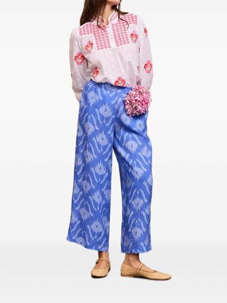 Nimo With Love linen palazzo trousers - women - Linen/Flax - M - Blue