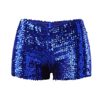 Generic Womens Shiny Sequin Shorts High Elastic Waist Sparkly Slim Fit Shorts Solid Glitter Sparkly Party Hot Pants Metallic Performance Bottom Festivals Outf