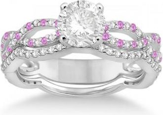 Allurez Infinity Diamond & Pink Sapphire Engagement Ring with Band 14k White Gold (0.65ct)