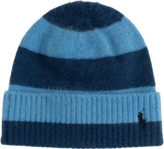 Polo Ralph Lauren Stripe Brushed Wool Beanie in Navy/Blue at Nordstrom