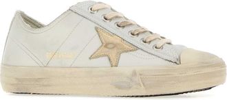 Golden Goose Womens White Leather V-Star 2 Sneakers Whitegold