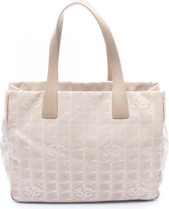Chanel Beige Nylon Canvas Handbag Tote Bag (Pre-Owned)