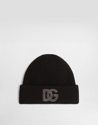 Dolce & Gabbana Virgin Wool Hat With Logo - Man Hats And Gloves Black Tgu