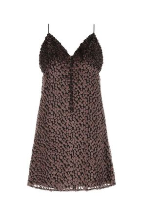 Saint Laurent Maroon Two-tone Velvet Mini Dress