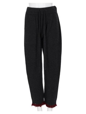 Uma Wang Charcoal Trousers with Drawstring Waist and Frayed Edge Detail