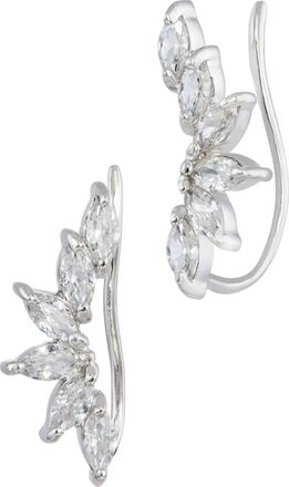 Savvy Cie Jewels STERLING SILVER.925 FLARED PEAR CLIMBER EARRINGS
