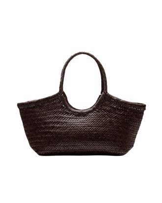 Dragon Diffusion Nantucket Basket Big Dark Brown Handwoven Leather Shoulder Bag
