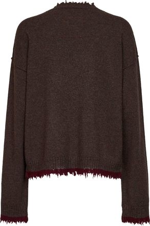 Uma Wang Womens Ribbed Crewneck Sweater Brown Modal