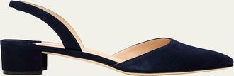 Manolo Blahnik Aspro Suede Slingback Ballerina Pumps