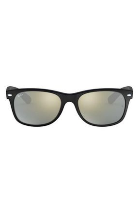 Ray-Ban New Wayfarer 55mm Sunglasses in Rubber Black/grn Silver Mirror at Nordstrom