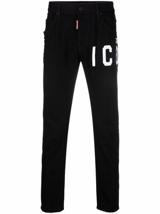 Dsquared2 logo-print track pants - men - Calf Leather/Cotton/Cotton/Polyester/Spandex/Elastane - 46 - Black