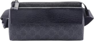 Gucci Pre-owned GG Supreme Coated Canvas Waist Bag - Heren - Vintage Heuptassen - Zwart - ONE Size - Leer - Vintage