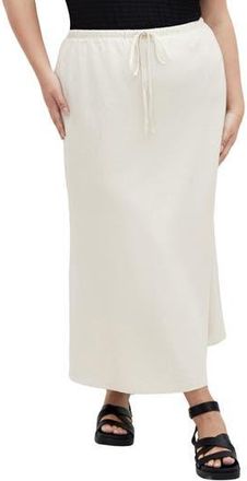 City Chic Vivien Linen Blend Drawstring Skirt in Cream at Nordstrom Rack, Size Xs/14W