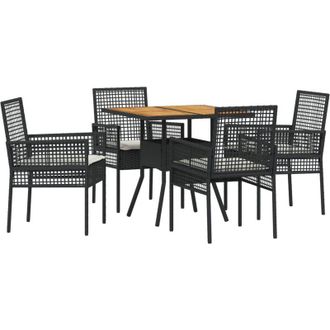 vidaXL Conjunto De Comedor De Jard&iacute;n 5 Pcs Negro Polirat&aacute;n Vidaxl