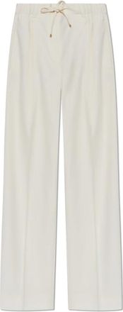 Moncler Geplooide broek - Dames - Straight fit broeken - Beige - S - Wol - Broeken