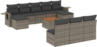 vidaXL Set De Sof&aacute;s De Jard&iacute;n 11 Pzas Y Cojines Rat&aacute;n Sint&eacute;tico Gris Vidaxl