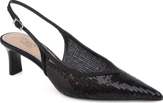 Badgley Mischka Zabelle Slingback Pump in Black Satin at Nordstrom, Size 6.5