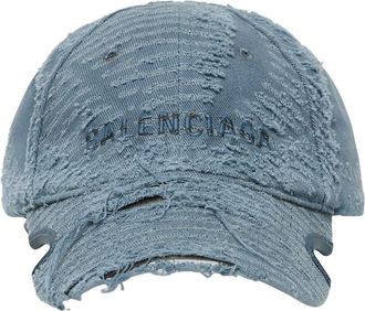Balenciaga (WMNS) Balenciaga Laser Destroyed Logo Ball Cap Fade Blue 719281410B24090