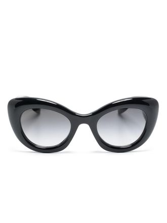 Alexander McQueen Eyewear engraved-logo round-frame sunglasses - Nero