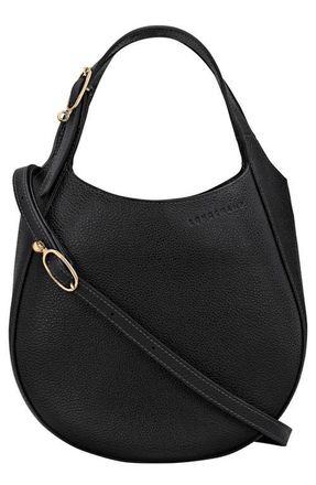 Longchamp Le Foulonn&eacute; Leather Top Handle Crossbody Bag in Black at Nordstrom