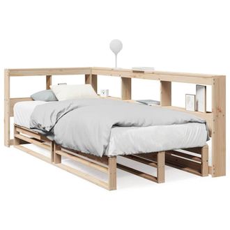 Berkfield Home Bookcase Bed without Mattress 90x190cm Solid Wood Pine in Natural | Size: 90x190 cm