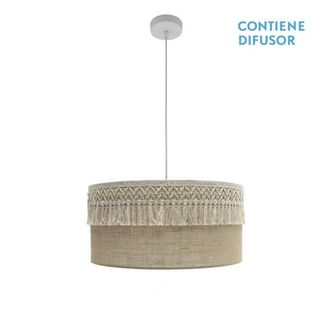 Fabrilamp Lampara Colgante Con Pantalla De Tela Rustica Ekaterina
