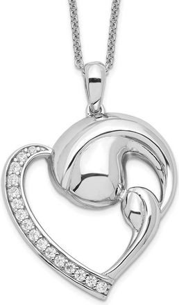 Diamond2Deal Sterling Silver Cubic Zirconia Motherhood Necklace