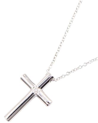 Tiffany & Co. Tiffany & Co 18K Tiffany & Co K18wg Diamond Cross Necklace (Authentic Pre- Loved)