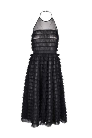 Pinko Black Tulle Dress Polyester